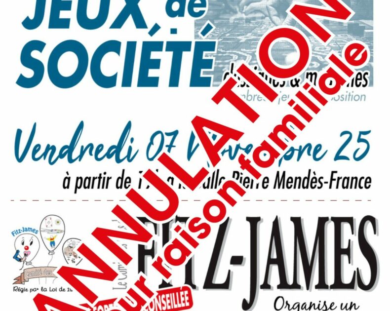 ANNULATION SOIRÉE JEUX ET LOTO